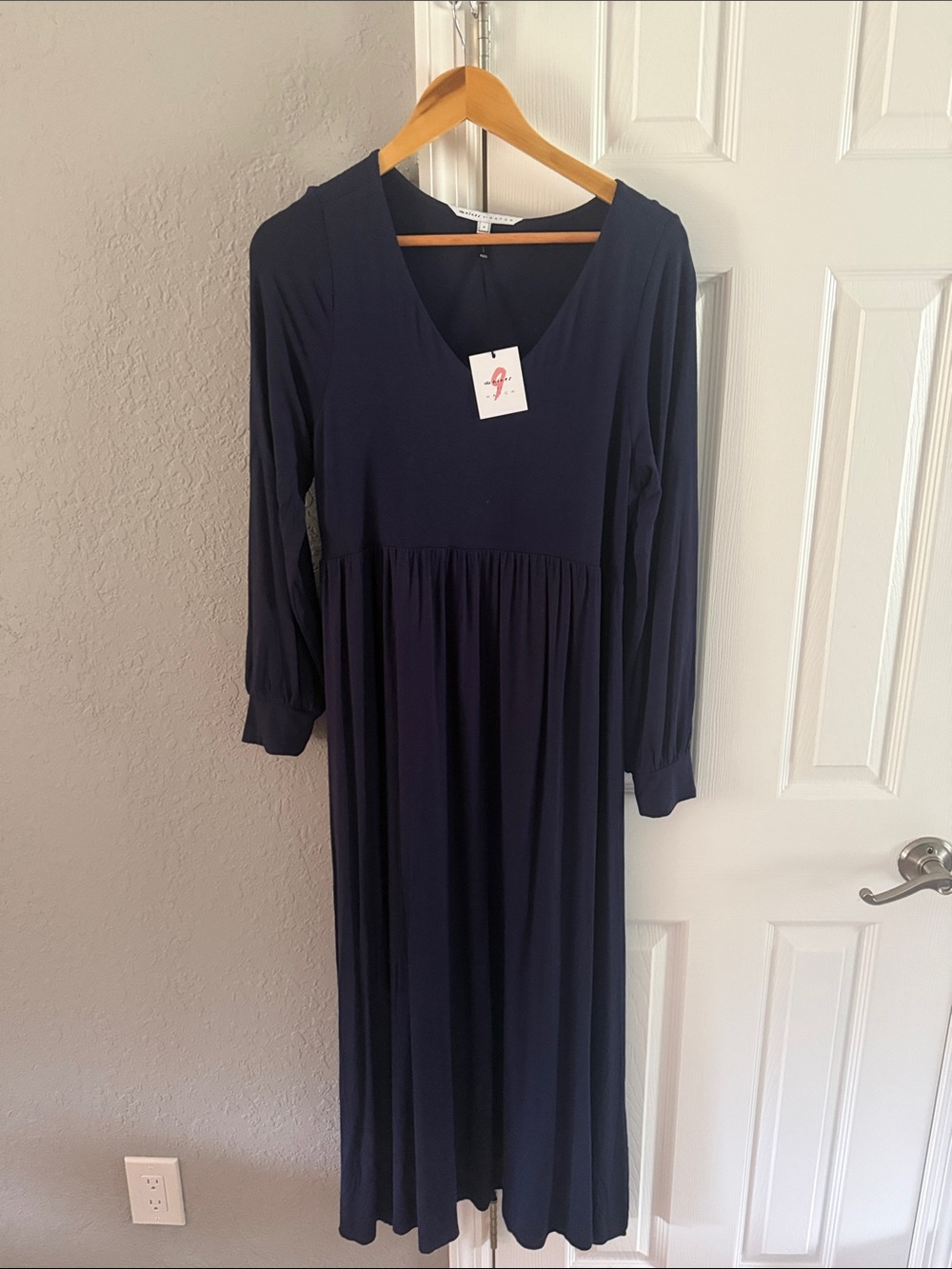 The Nines by HATCH Navy Long-Sleeve V-Neck Maxi Dress